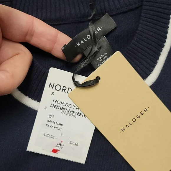 Halogen Long Sleeve Sweater Dress In Navy Night - Picture 10 of 11